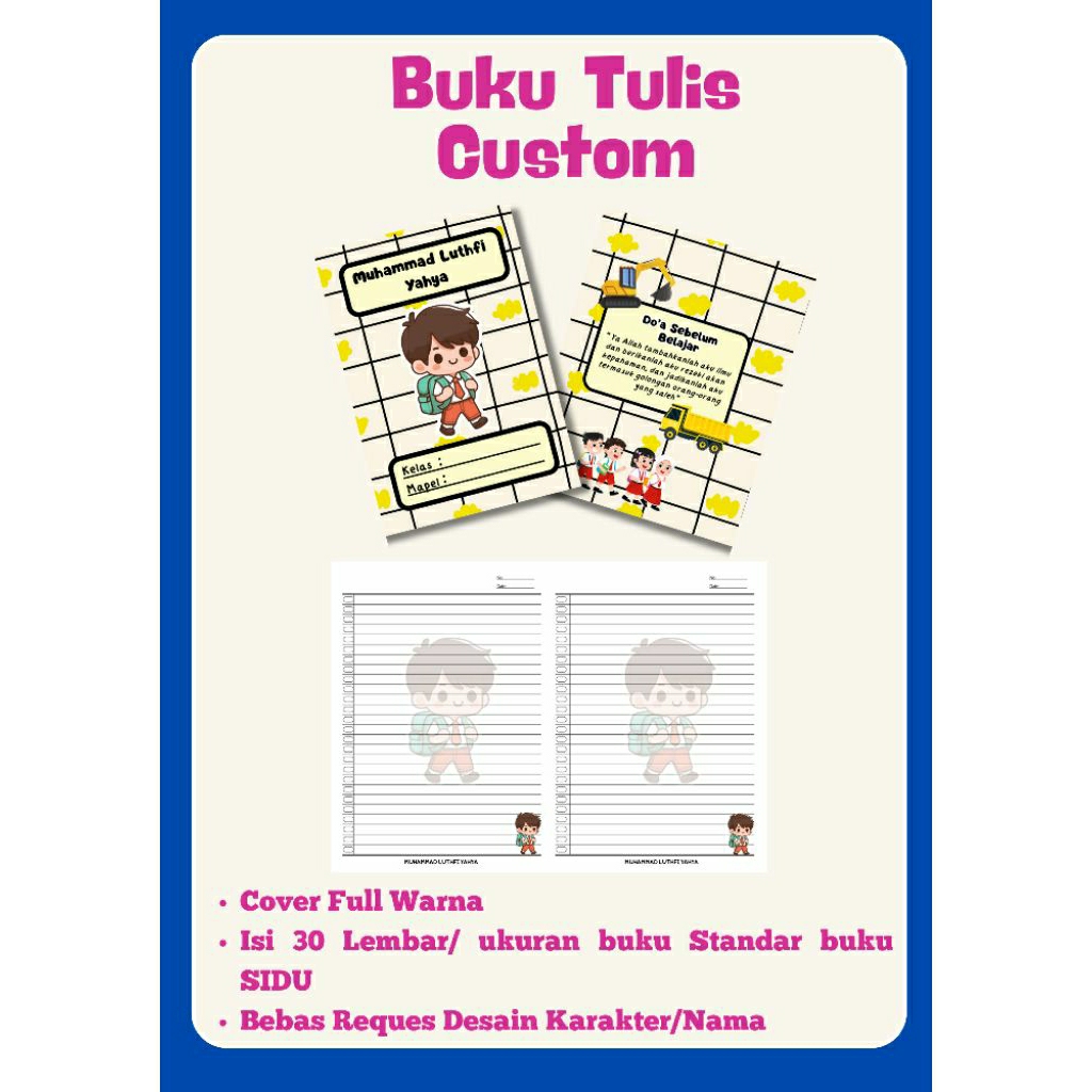 

Buku tulis Custom 1pack isi 5pcs buku