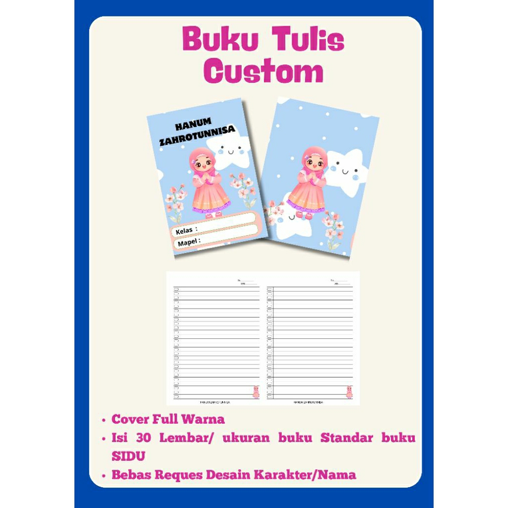 

buku tulis custom 1pack isi 5pcs buku