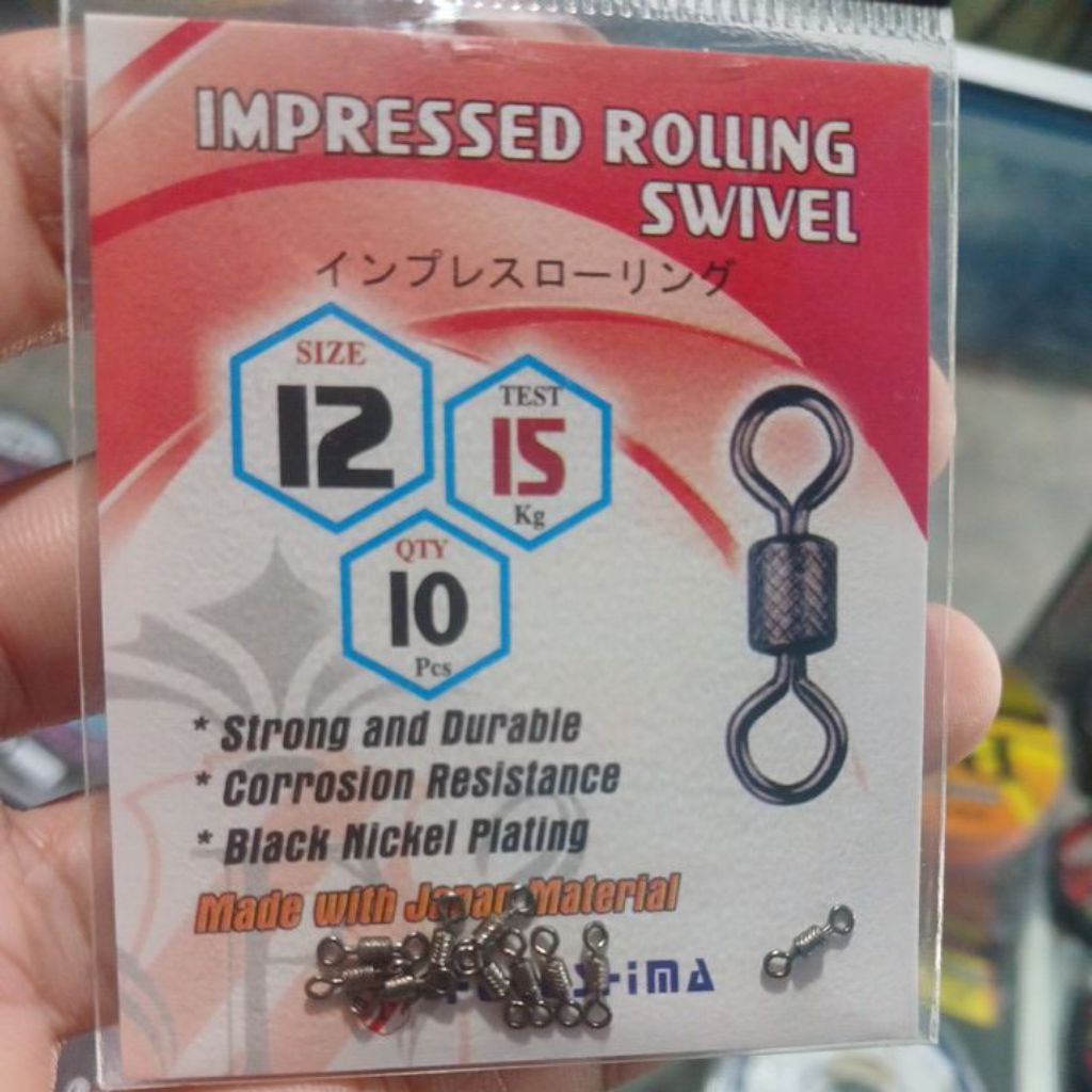 Kili Kili Pancing No12 kecil Impressed Rolling Swivel Kuat Anti korosi Black Nickel