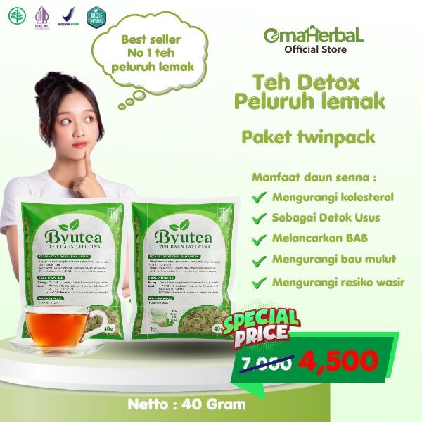 

OmaHerbal Byutea Teh Daun Jati Cina Diet Original 40g | Membantu mengurangi lemak tubuh [TWINPACK]