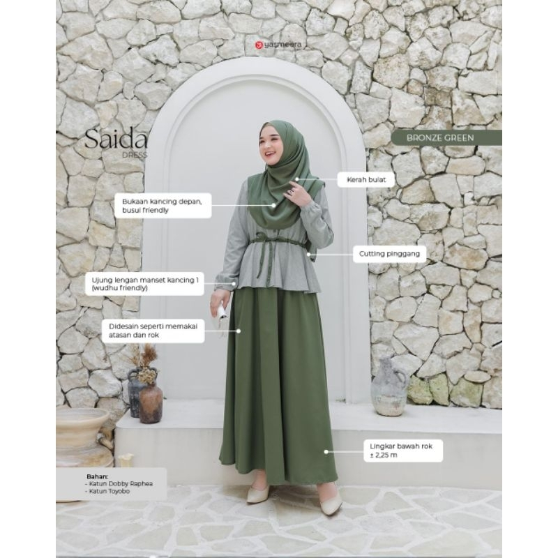 GAMIS POLOS YASMEERA // GAMIS REMAJA // GAMIS DAILY // YASMEERA SAIDA BRONZE GREEN