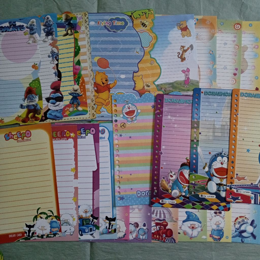 

[ MINIMAL ORDER 5 LEMBAR ] ISI BINDER NON HARVEST LOOSE LEAF A5 KARTUN SMURFS WINNIE THE POOH DORAEMON ANGEL BERUANG SWEET BEAR LOVELY WHITE PINK LANGKA JADUL 20 RING RARE REFILL