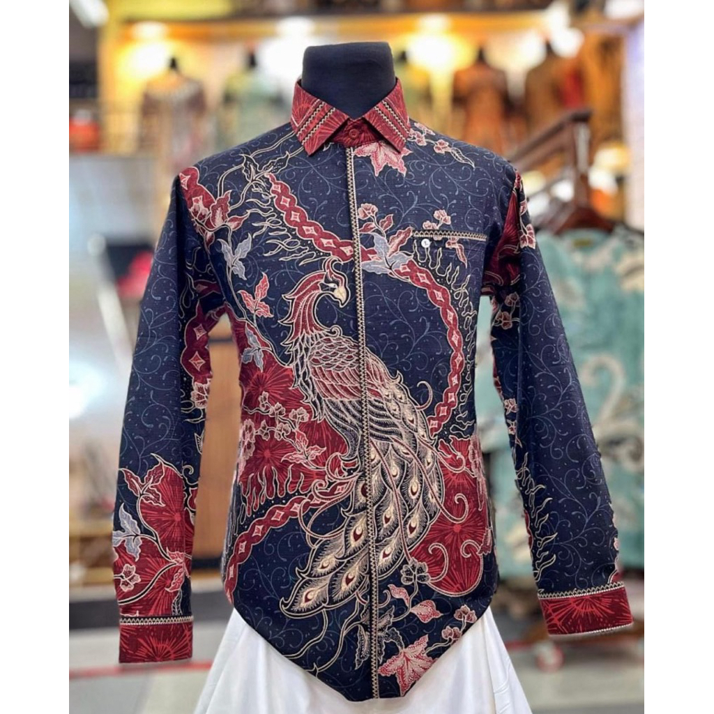 Batik Cantieq exclusive - Wicaksana maroon batik pria modern bordir smock - Batik pria semi jas mode