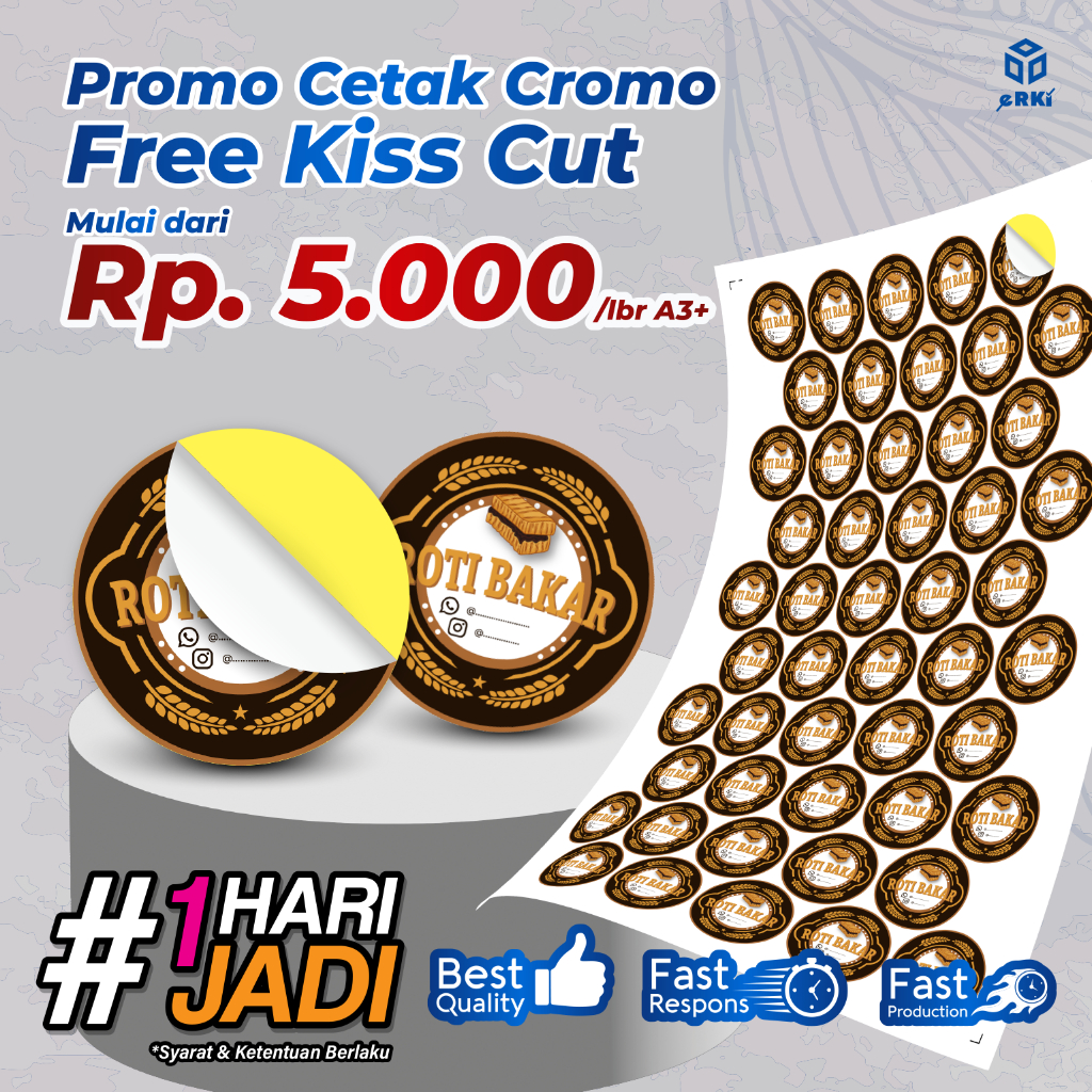 

Cetak Stiker Cromo A3+ Custom – Free Cutting Kiss Cut | Logo Makanan Minuman | ERKI PRINTING