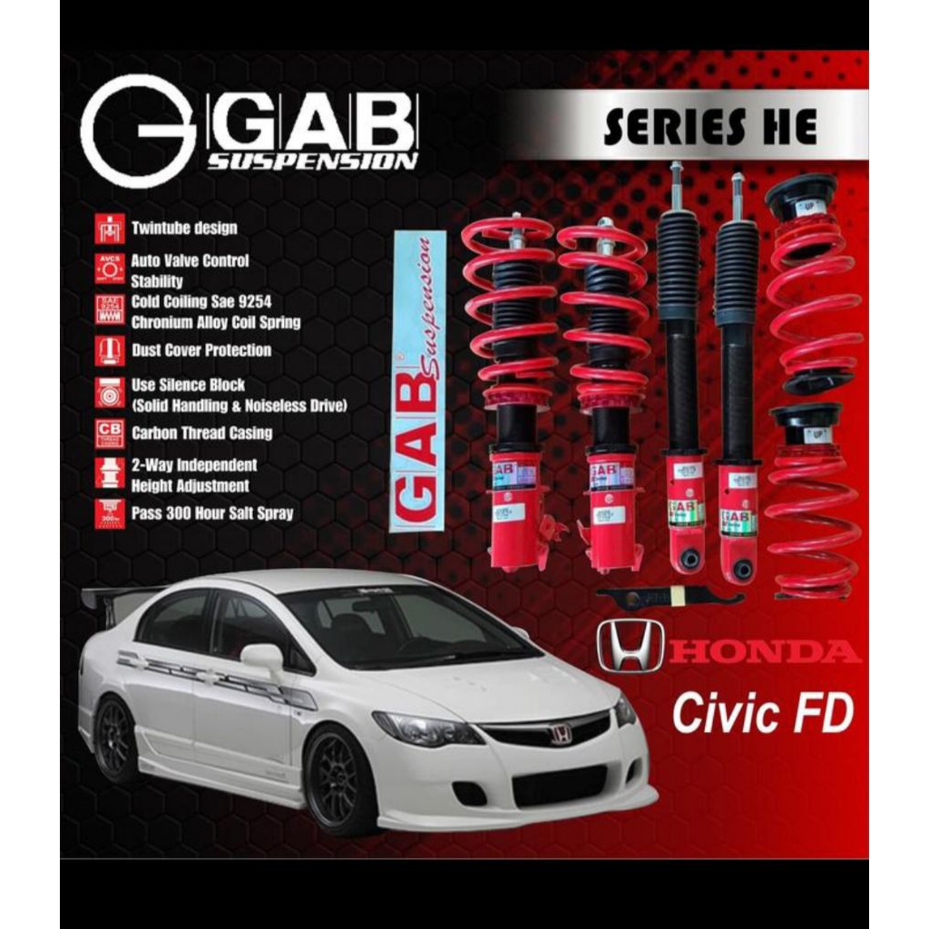 SHOCKBREAKER SUSPENSI COILOVER GAB HE SERIES CIVIC FD1