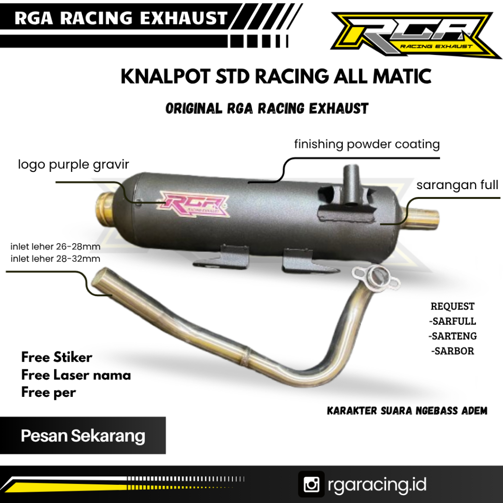 Knalpot standar racing moncong shijiro Original RGA Racing