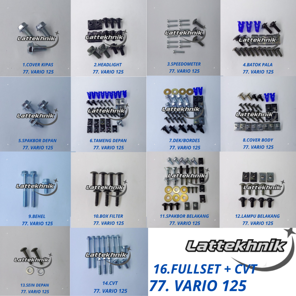 71. Fino FI 125  (2016 - 2018) Baut Lengkap Full Set Body Yamaha Fino FI 125  (2016 - 2018)