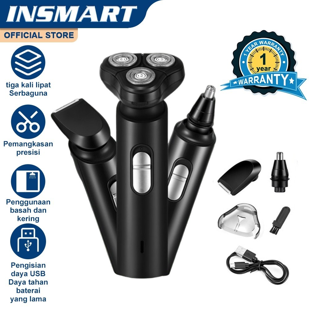 INSMART 3 IN 1 Alat Cukur Jenggot/ Elektrik Shaver /Waterproof Cukur Jenggot Elektrik /Alat Cukur Je