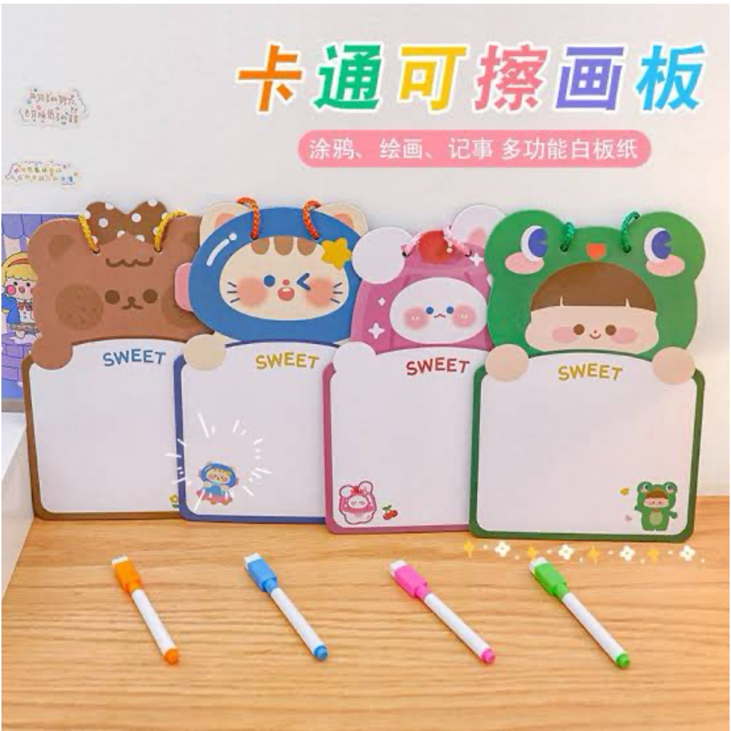 

Mainan Papan Tulis Murah Motif Kartun Lucu Free Spidol 4 Macam Bentuk - Hamdalah Toys