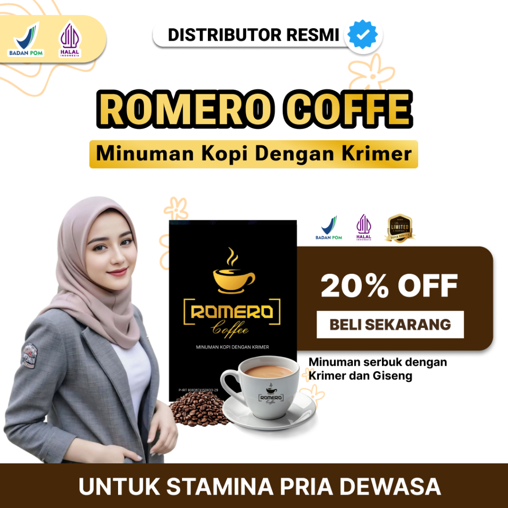 

COFFE ROMERO MINUMAN KOPI STAMINA PRIA TAHAN LAMA ORIGINAL 100% EXTRA GINSENG & GOJIBERI
