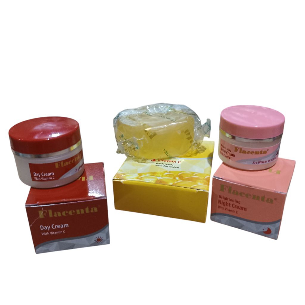 PAKET CREAM FLACENTA SIANG + MALAM + SABUN VIT E