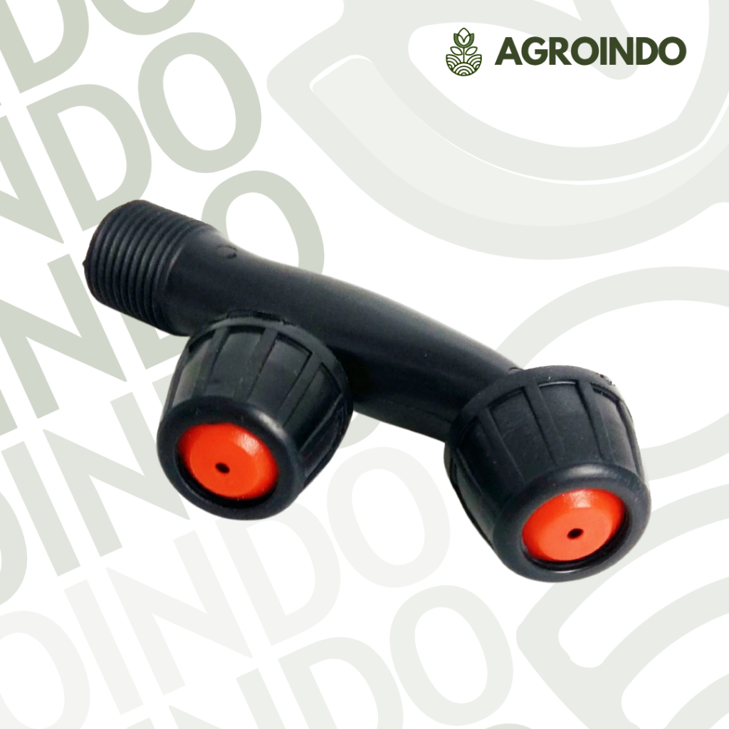 Nozzle Sprayer Plastik Tembak Cabang 2 Atas Bawah Universal Kepala Semprot Tangki Sprayer