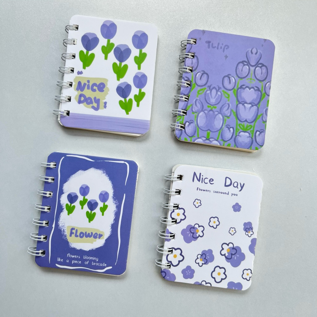 

minibook notebook aesthetic notepad buku tulis lucu A7 motif lilac flower
