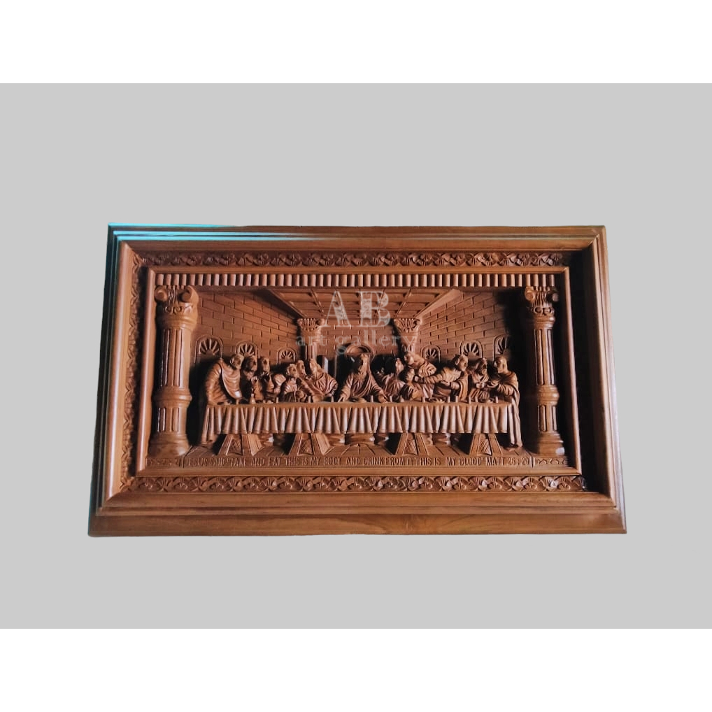 Perjamuan Kudus Terahir Ukiran Kayu Jati Berkualitas 100cm