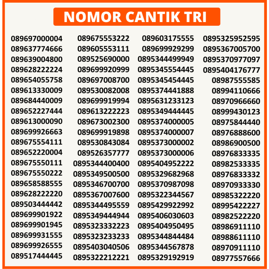 Perdana 3 cantik Nomor cantik tri three Cantik nocan mudah dihafal