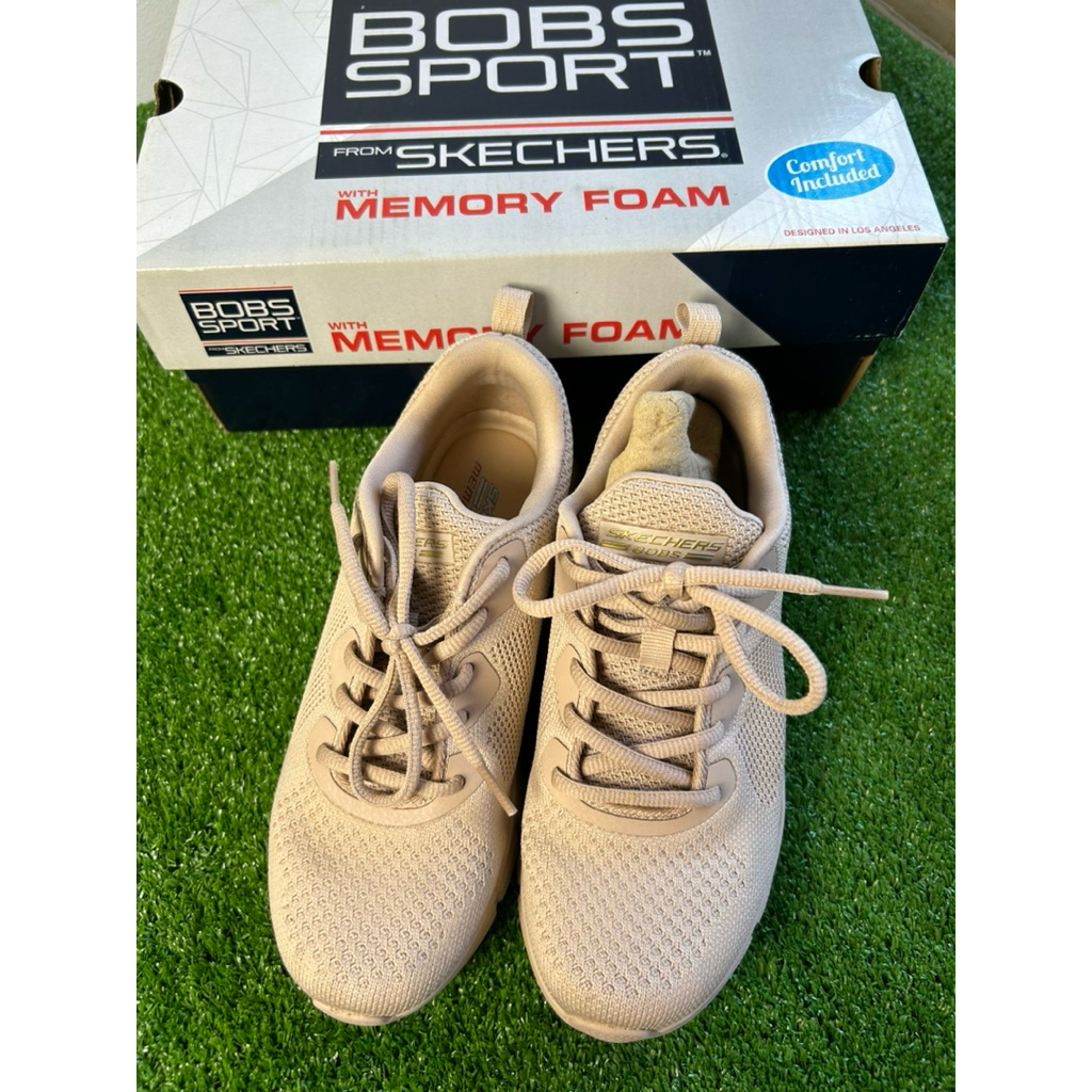 PRELOVED LIKE NEW SKECHERS ORIGINAL MURAH BOB’S B FLEX EUREKAS BRIGHTS NATURAL SEPATU WANITA BEIGE s