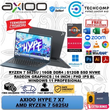 LAPTOP GAMING AXIOO MYBOOK HYPE 7 X7 AMD RYZEN 7 5825U 16GB 512GB SSD FHD IPS RADEON VEGA 8 WINDOWS 