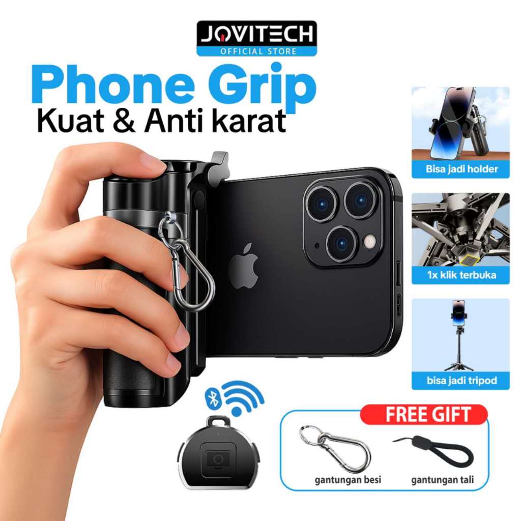 Jovitech TR15 3 in 1 Pocket Phone Grip Extendable Grip Tripod Mini Selfie Stick Remote Control Tripo