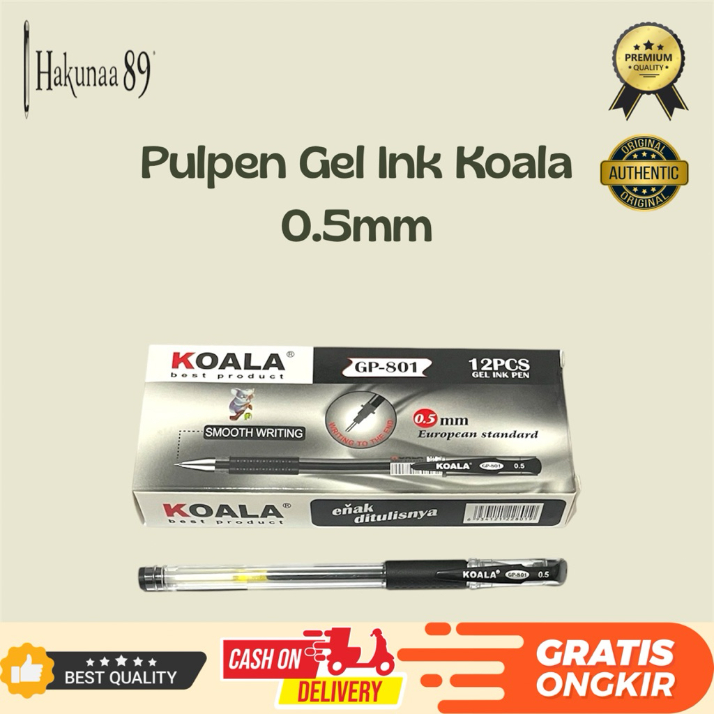 

KOALA Pulpen Gel Ink Pen 0.5mm GP-801 | Tinta Hitam Pekat & Smooth Writing