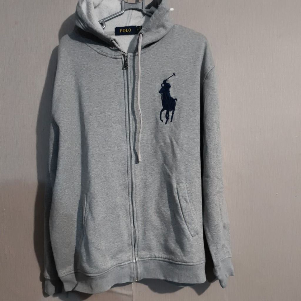 jaket hoodie polo Ralph Laurent classic grey preloved second original