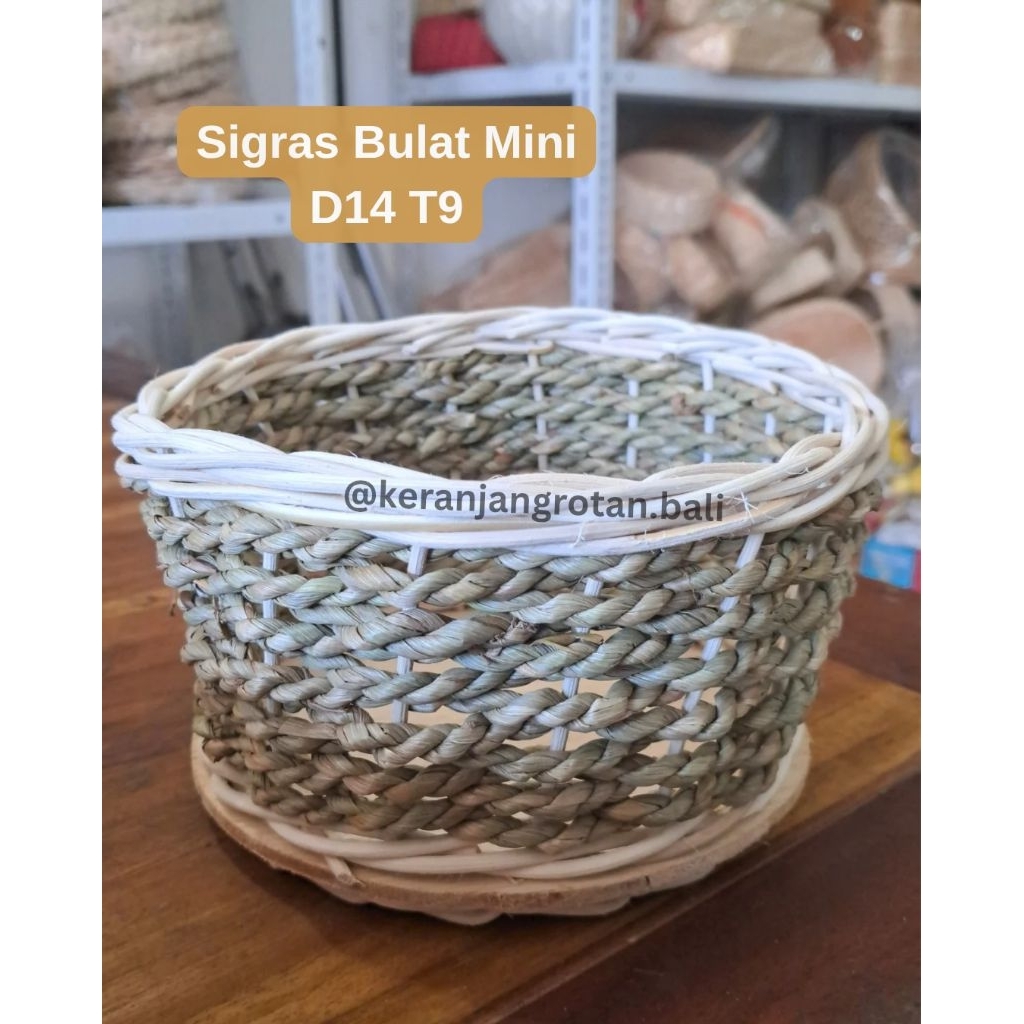 Keranjang Rotan Sigras Bulat Mini D14 T9