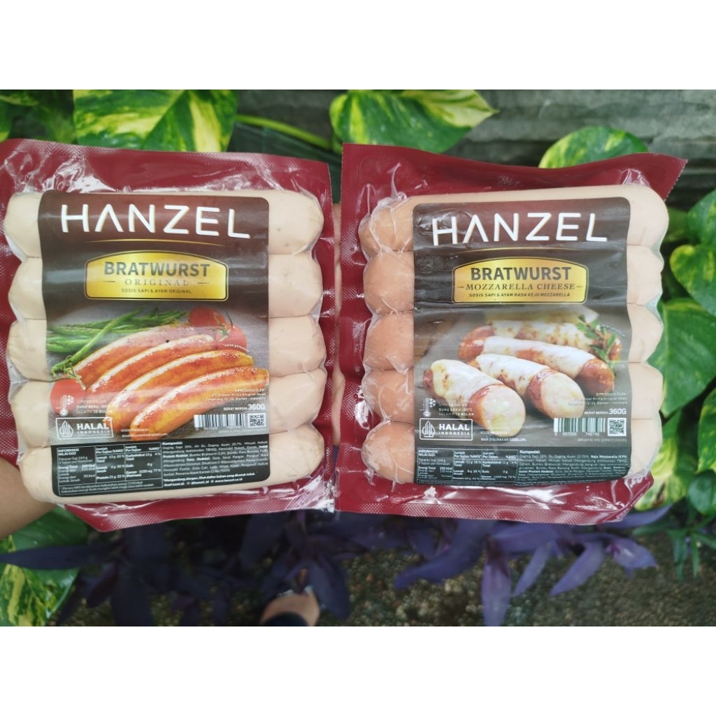 

Hanzel Sosis Sapi Brawurst (isi 5 pcs) Original & Isi Keju Mozarella Kemasan 360gram