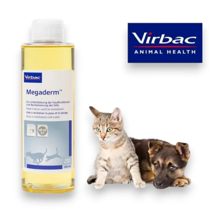 Virbac Megaderm 250 ML Vitamin Suplemen Bulu Kulit Kucing Anjing Botol
