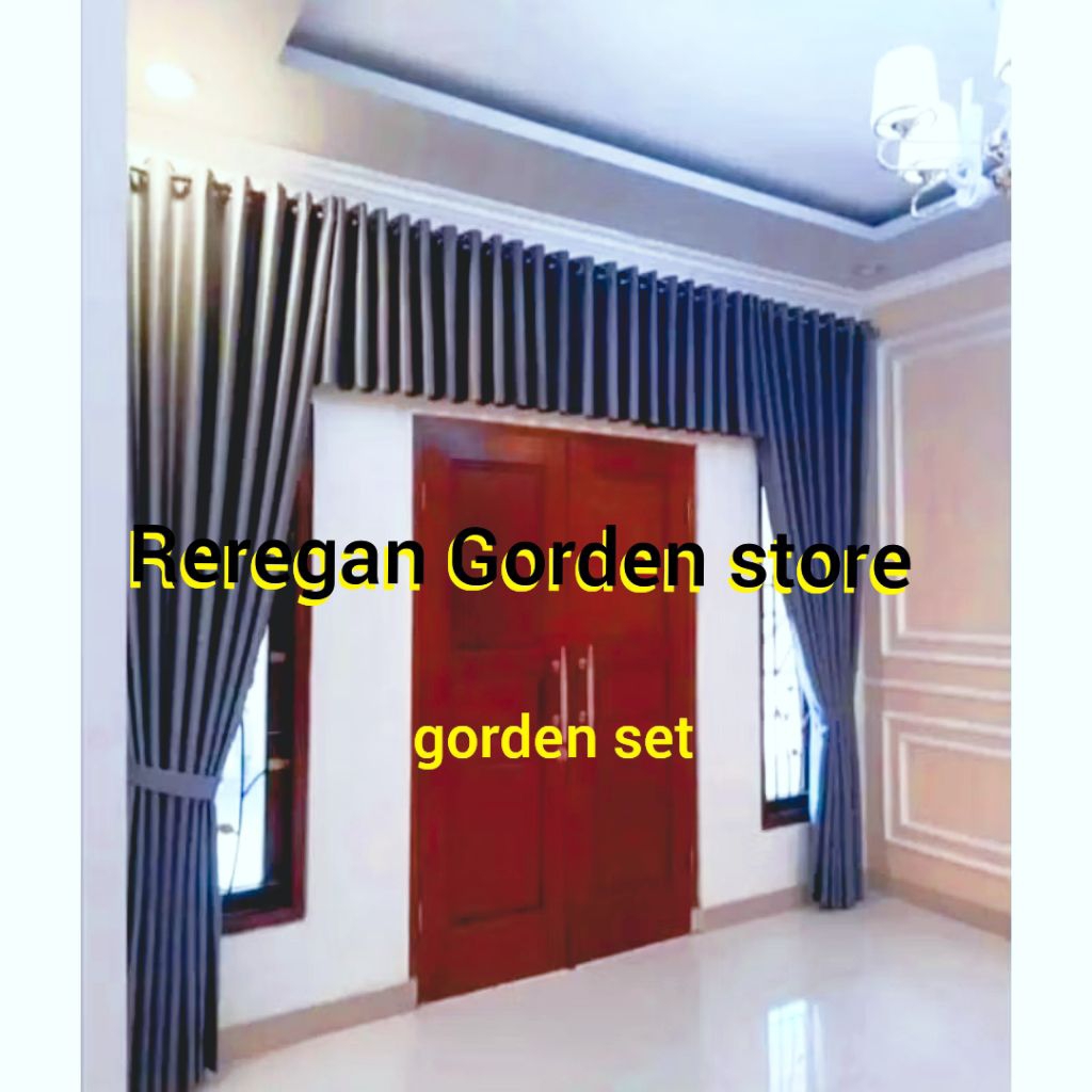 1 set gorden poni lurus gorden depan pintu utama girdyn poni bahan embos baru tirai korden pintu pon