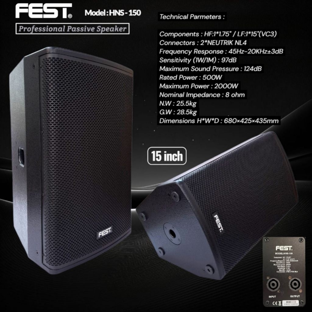 speaker pasif 15 inch original fest hns 150 speaker passive 15 inch speaker soundsystem