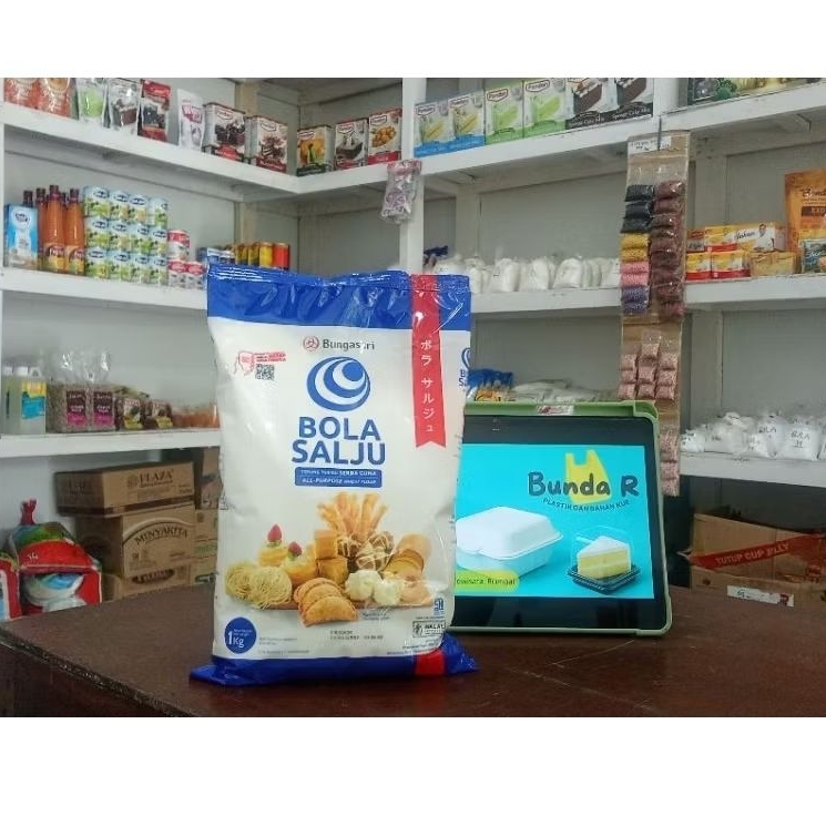 

Tepung Terigu Bola Salju 1kg / Tepung Protein Medium - Bunda R Plastik