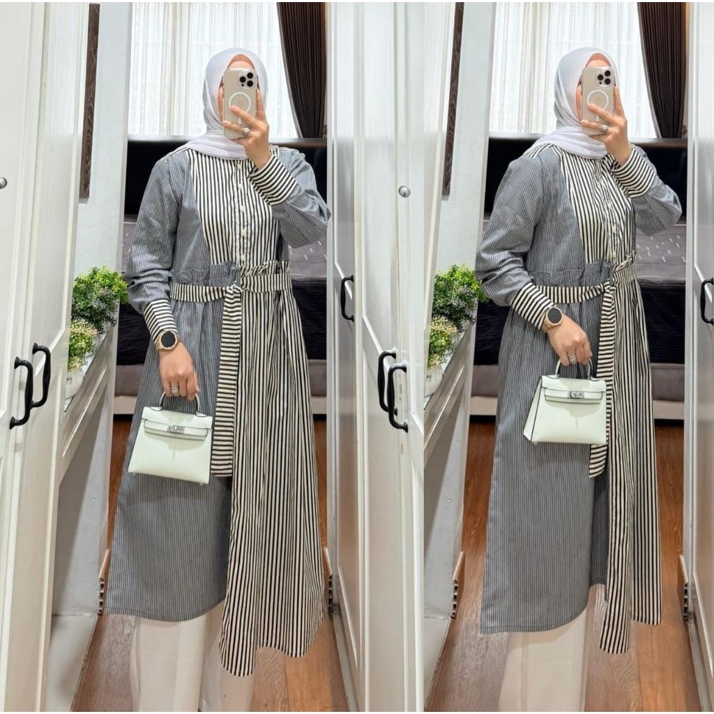 Long tunik by Semut. Long tunik katun. Long tunik murah. Long tunik stripe. Long tunik stripe.
