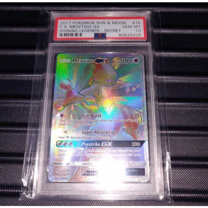 PSA 10 Kartu Pokemon TCG EN SM Shining Legends Mewtwo GX FA HR Rainbow English
