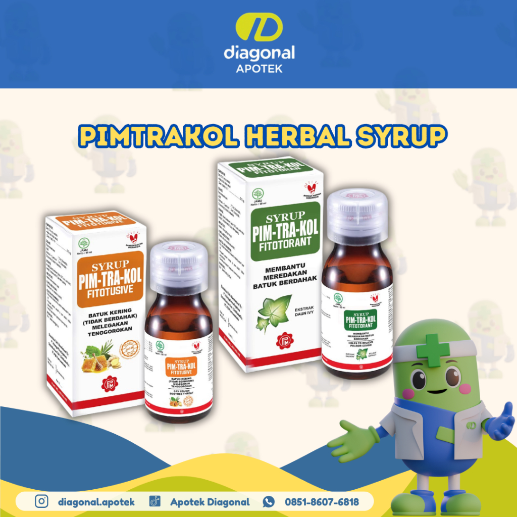 

Pimtrakol Herbal batuk Berdahak, batuk kering anak dewasa sirup 60ml