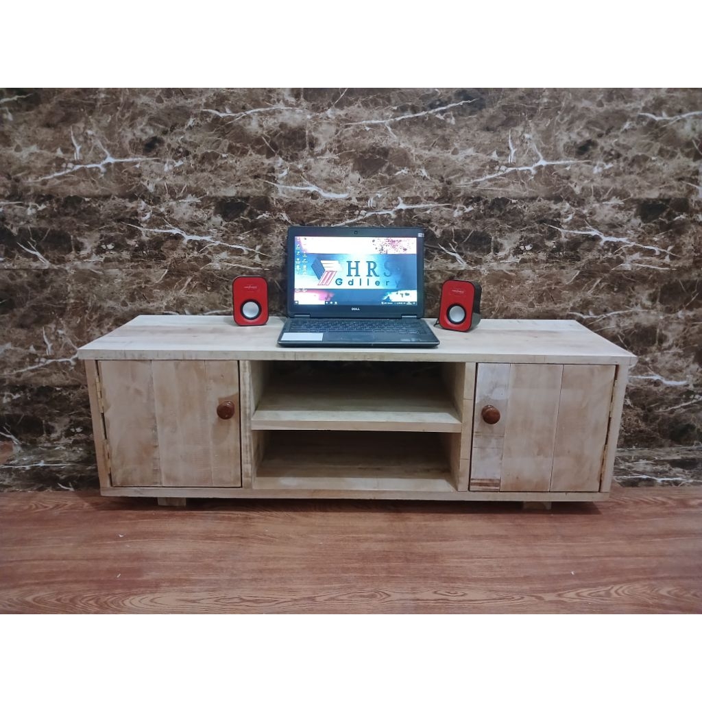 Meja tv kayu mahoni minimalis dan modern