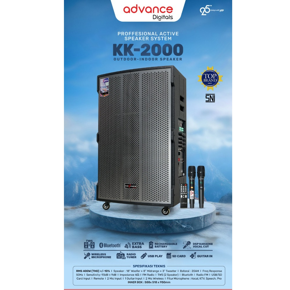 Advance Digitals KK-2000 Professional Active Speaker System Outdoor - Indoor Speaker