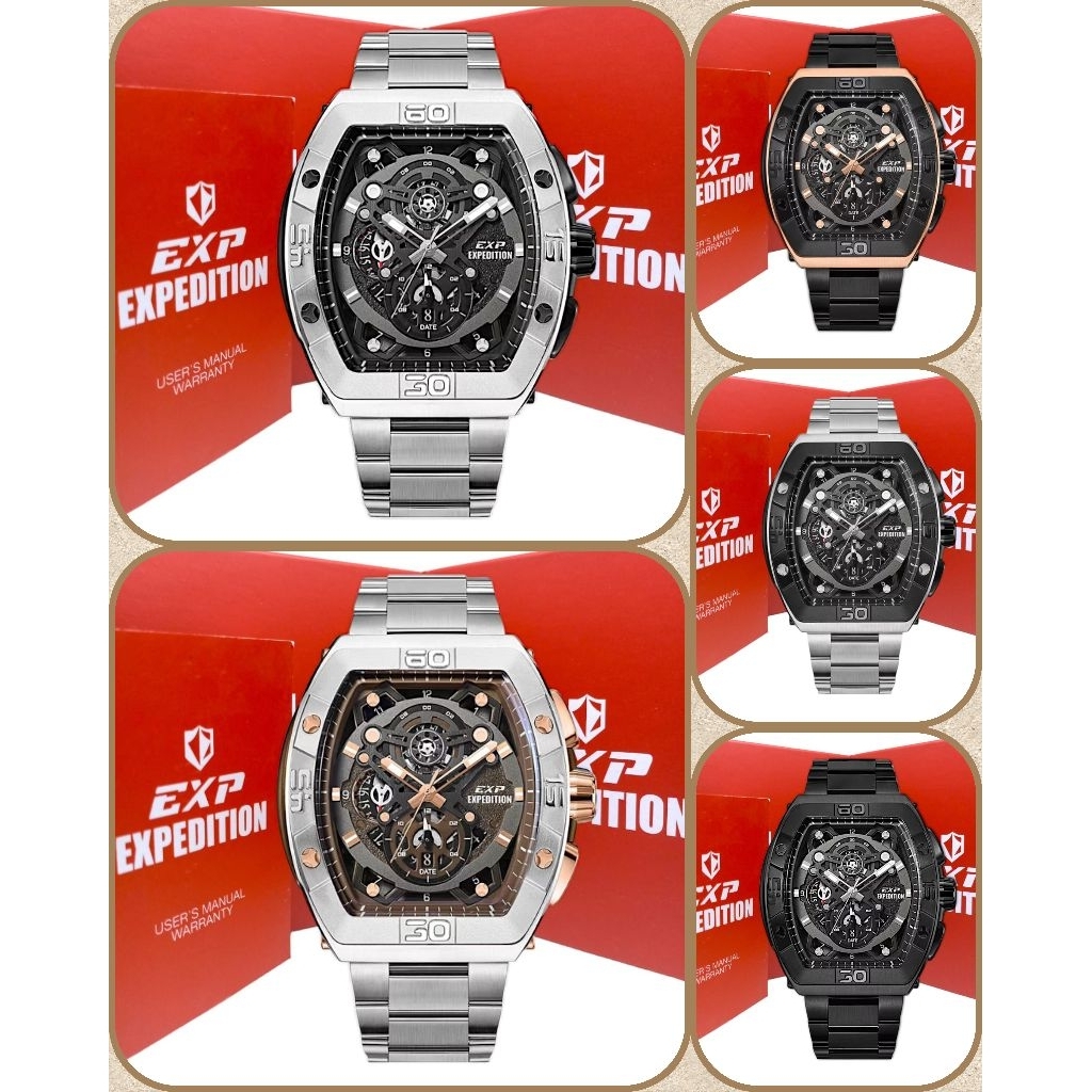 Jam Tangan Pria Expedition 6800 E6800 EXP6800 Tali Besi / Stainless Steel