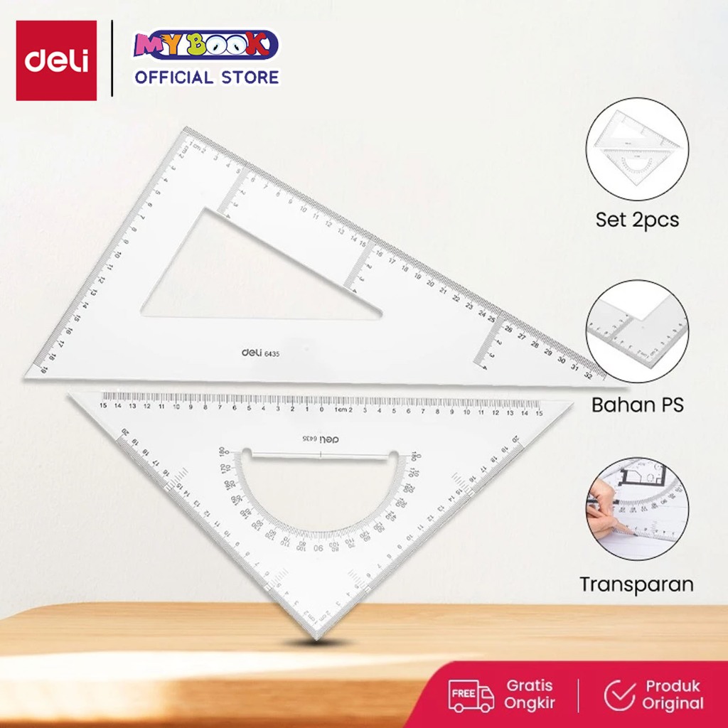 

Deli Set Penggaris Besar Busur Segituga 2pcs 33cm | Ukuran Akurat Bahan Extra Tahan Lama E6435