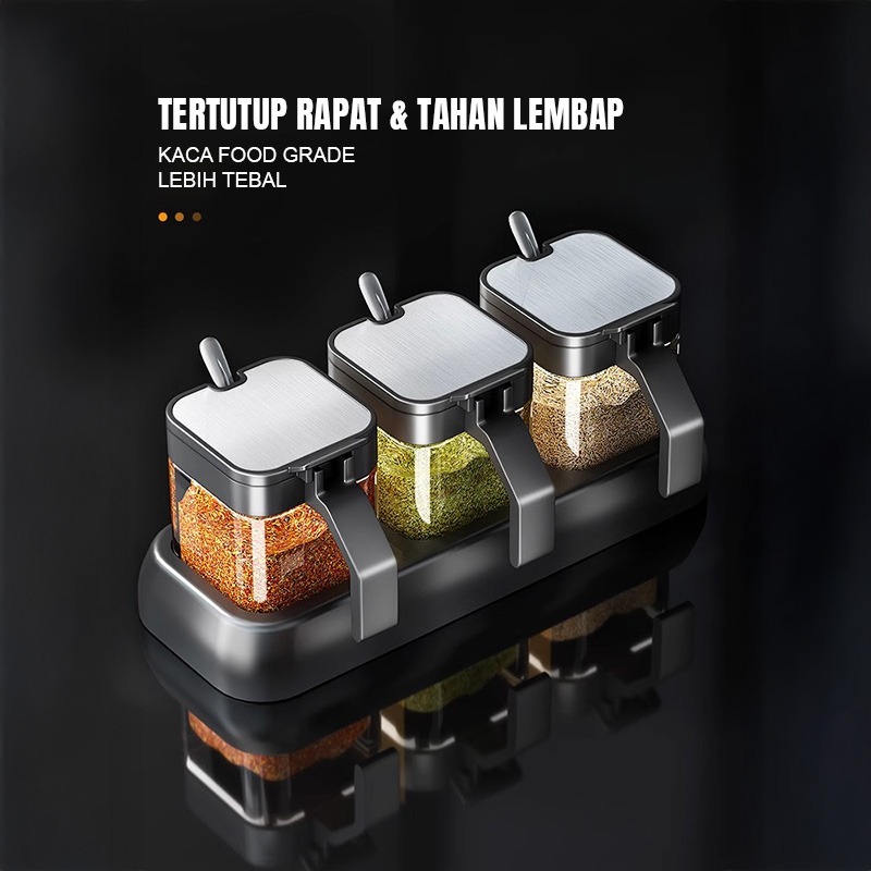 Kotak bumbu, toples bumbu, wadah garam, untuk dapur rumah tangga, tempat garam dan bumbu, kotak peny