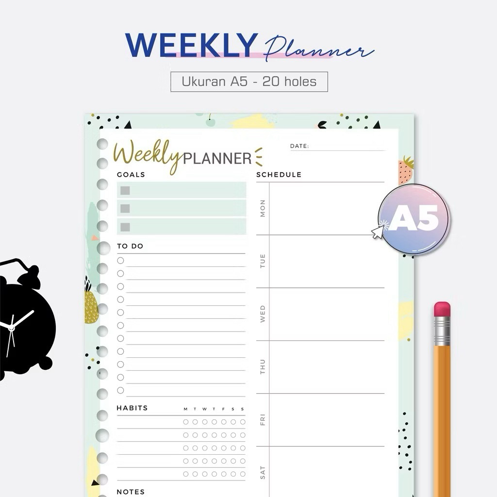 

(20PCS)KERTAS BINDER LOOSE LEAF A5 MOTIF DAILY PLANNER CUSTOM
