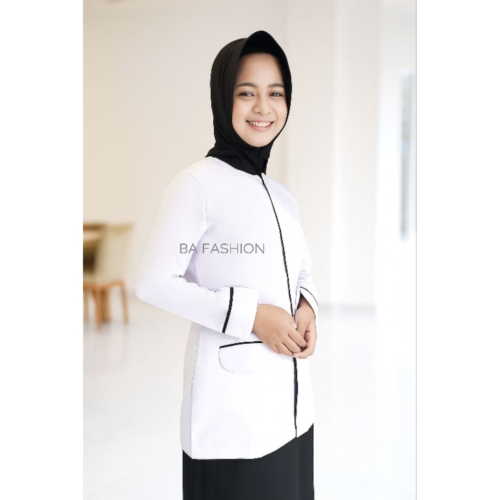 PDH Baju dinas seragam putih pdh list hitam wanita Baju kerja