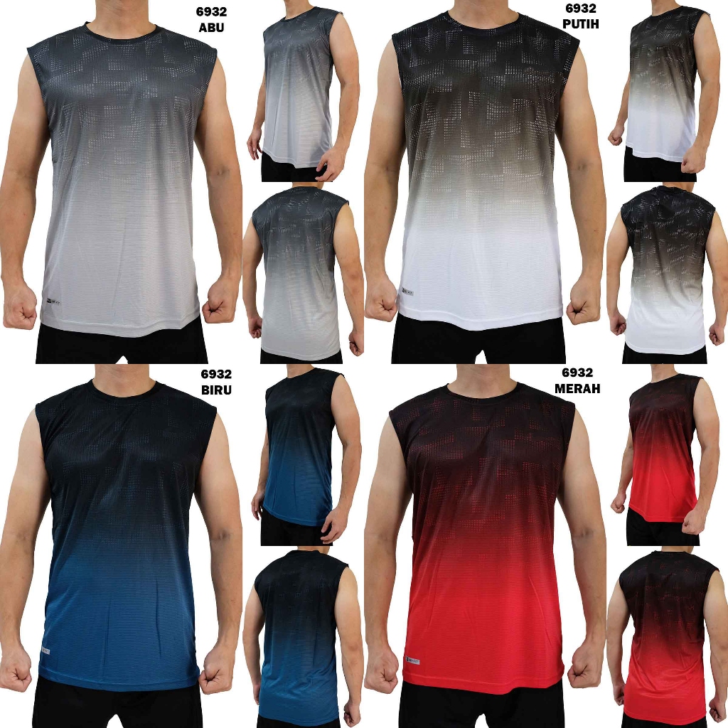 Singlet Olahraga Pria  6932 Baju Training Kaos Kutung Lekbong Badminton Fitness Gym Futsal