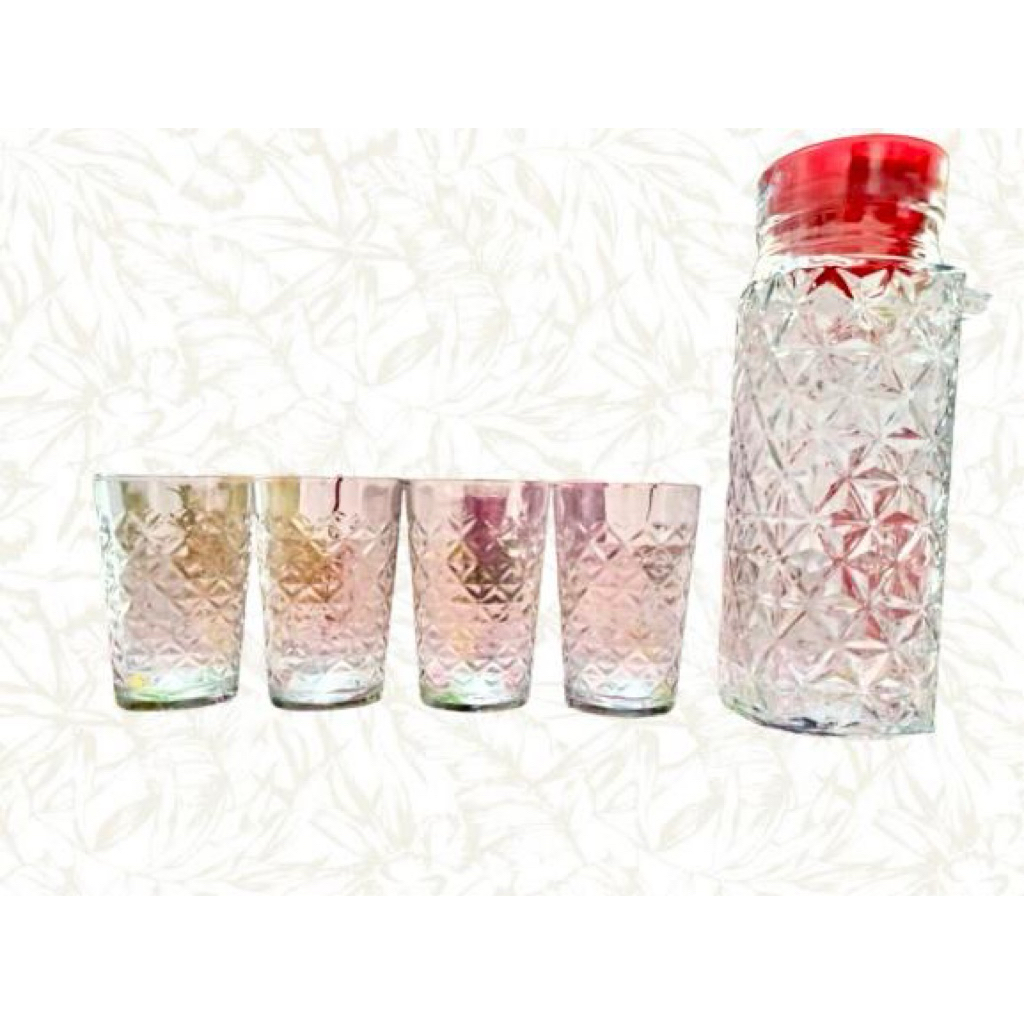 GELAS PITCHER SET 5 PCS MOTIF ELEGAN MURAH MERIAH