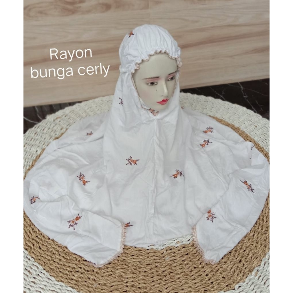 MUKENA TERUSAN DEWASA RAYON PREMIUM KAIN PUTIH