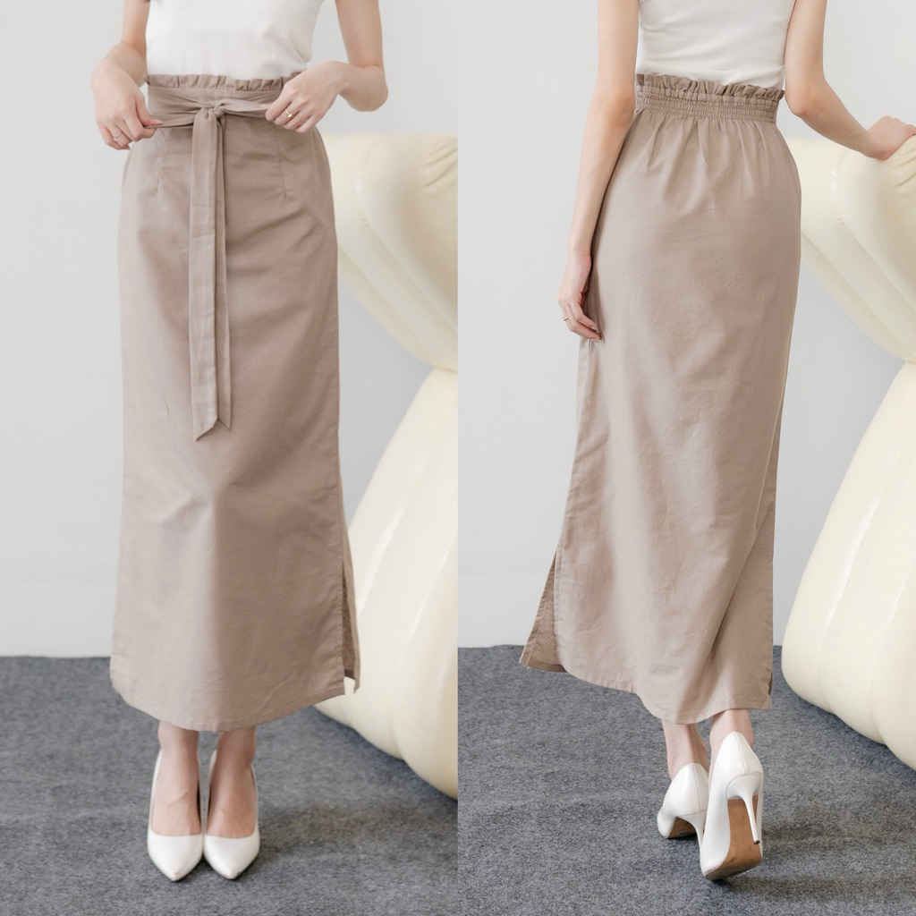 EVA SKIRT BY MARIÉE | Linen Skirt | Rok Linen | Semi Span | Rok Span | Rok Simpel Casual
