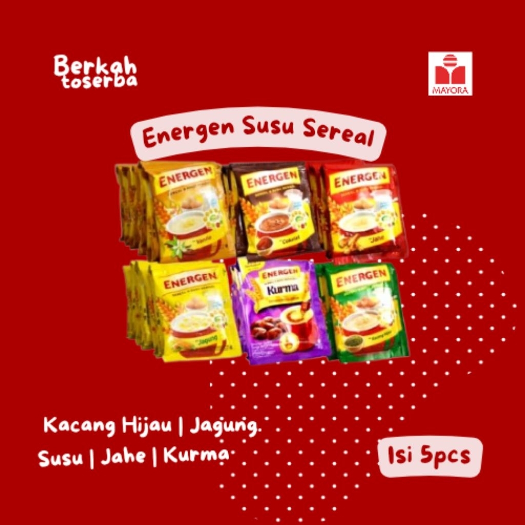 

Energen 5pcs rasa Kurma Kacang Hijau Vanila Coklat Jahe