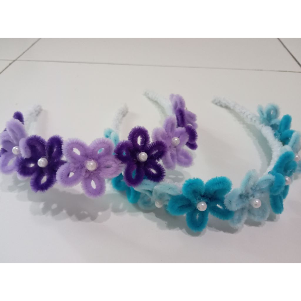Bando cantik bunga anak homemade pipe cleaner