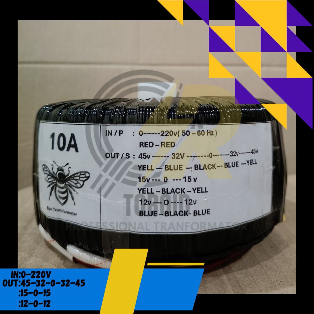 TRAFO TOROID 10A CT 45v - 32v