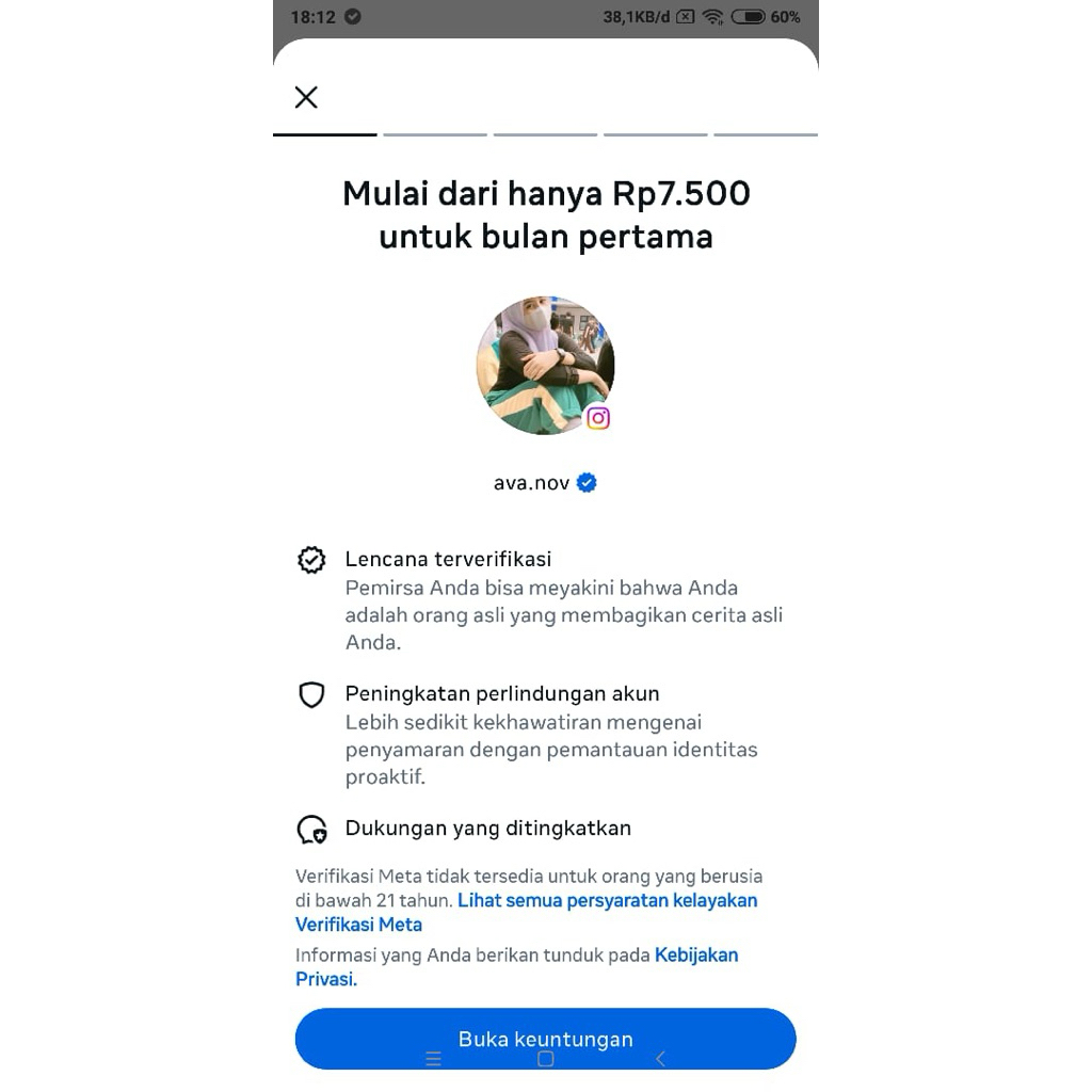 AKUN INTGRAM CENTANG BIRU MURAH