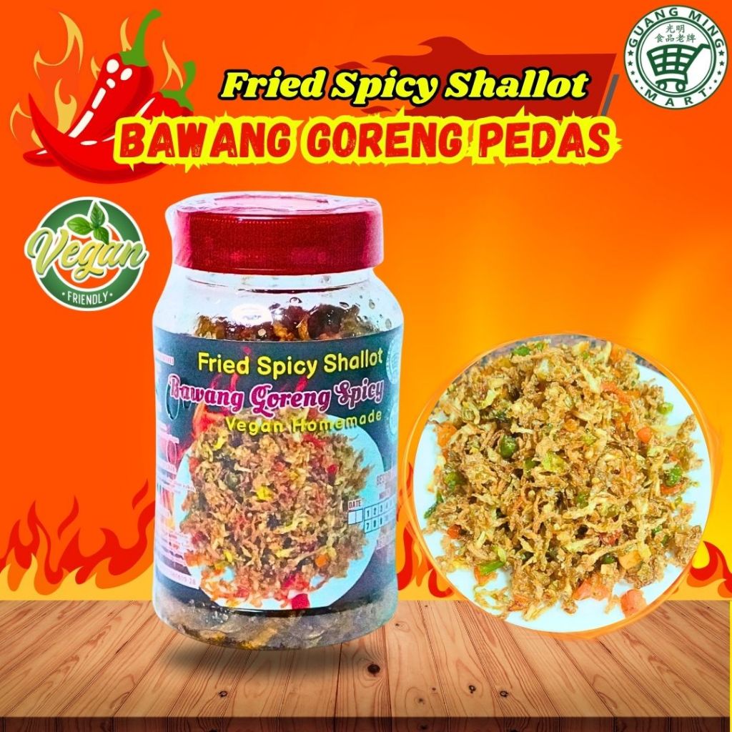 

Bawang Goreng Pedas 85gr / Fried Spicy Shallot / Kol Goreng Pedas / Allium Free / Homemade Vegan