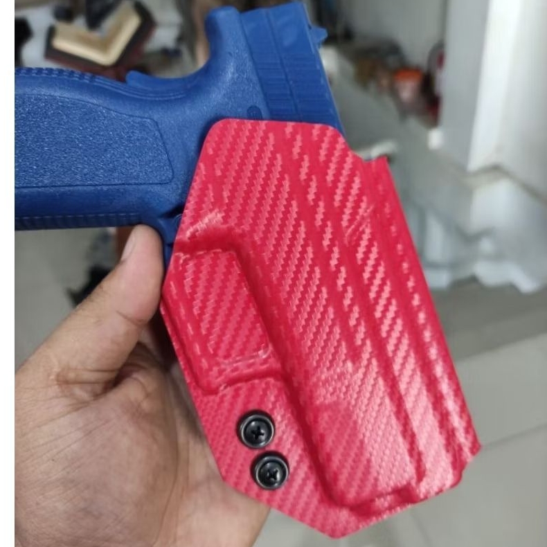 Holster Sarung HS 9 Polri Carbon Merah Kydex